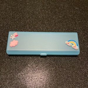Light blue pencil case w charms